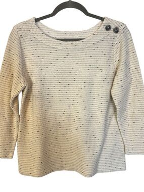 LOFT Cream Knit Sweater with Black Fleck Size Medium